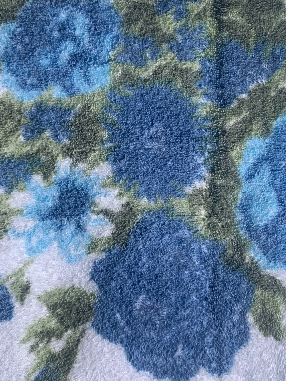 Vintage 70s Blue Roses Towel Mod Grandmacore